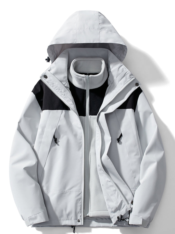 Women 3 in 1 rain jacket fleece lined with detachable hood waterproof windproof