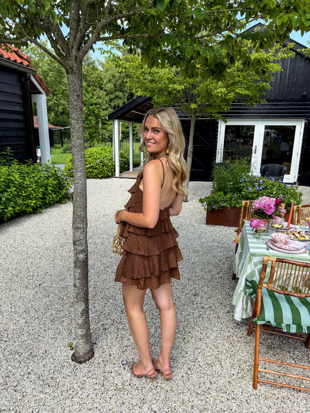 Women's Mini Dress | Asymmetrical Ruffles, Summer Casual