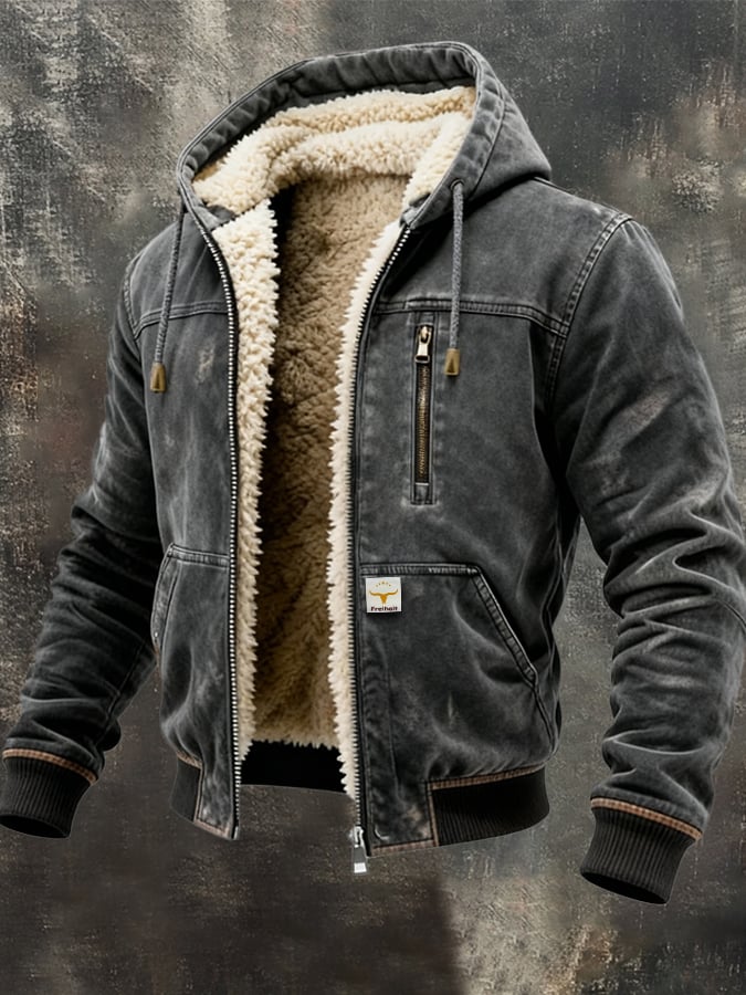 Men's jacket with sherpa lining, vintage style thermal winter jacket