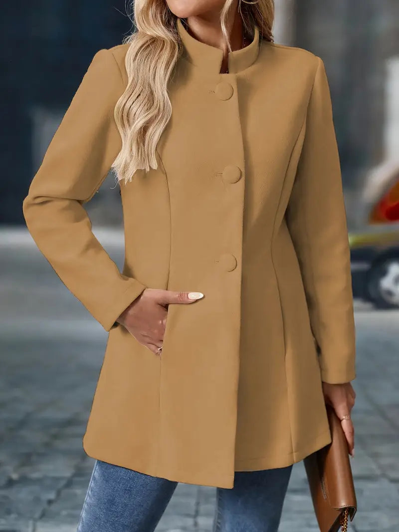 Women Winter Coat Button Closure Long