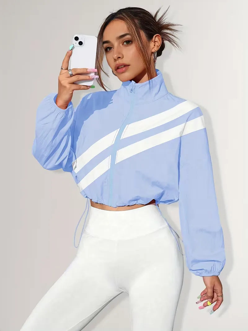 Women's Track Jacket | Oversized Streetwear, Light Blue