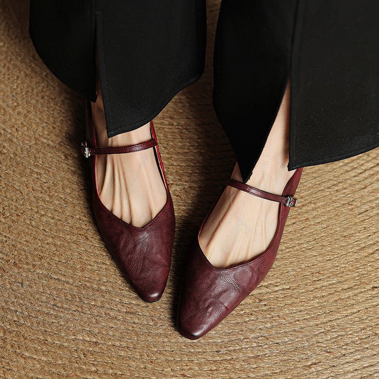 Women's Mary Jane Shoes | Pointed Toe, Leather, Flat Sole
