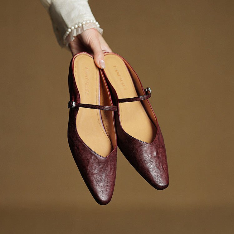 Women's Mary Jane Shoes | Pointed Toe, Leather, Flat Sole