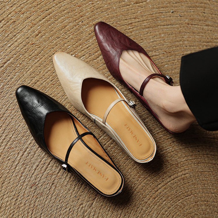 Women's Mary Jane Shoes | Pointed Toe, Leather, Flat Sole