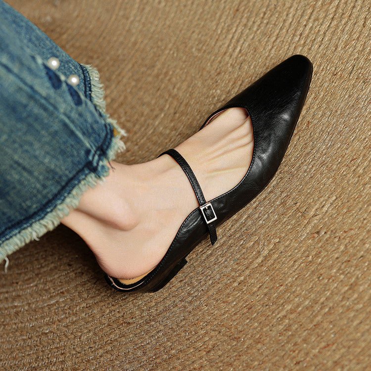 Women's Mary Jane Shoes | Pointed Toe, Leather, Flat Sole