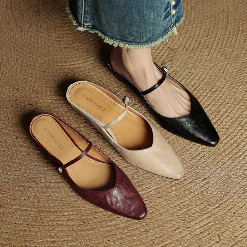 Women's Mary Jane Shoes | Pointed Toe, Leather, Flat Sole