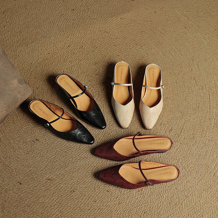Women's Mary Jane Shoes | Pointed Toe, Leather, Flat Sole