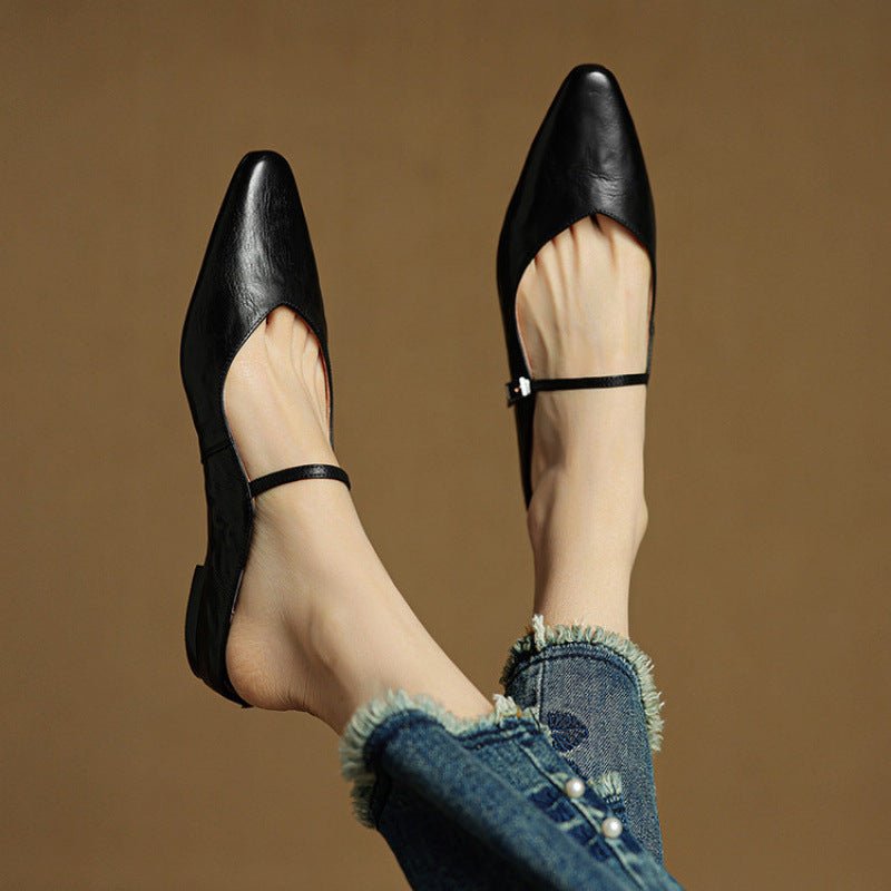 Women's Mary Jane Shoes | Pointed Toe, Leather, Flat Sole