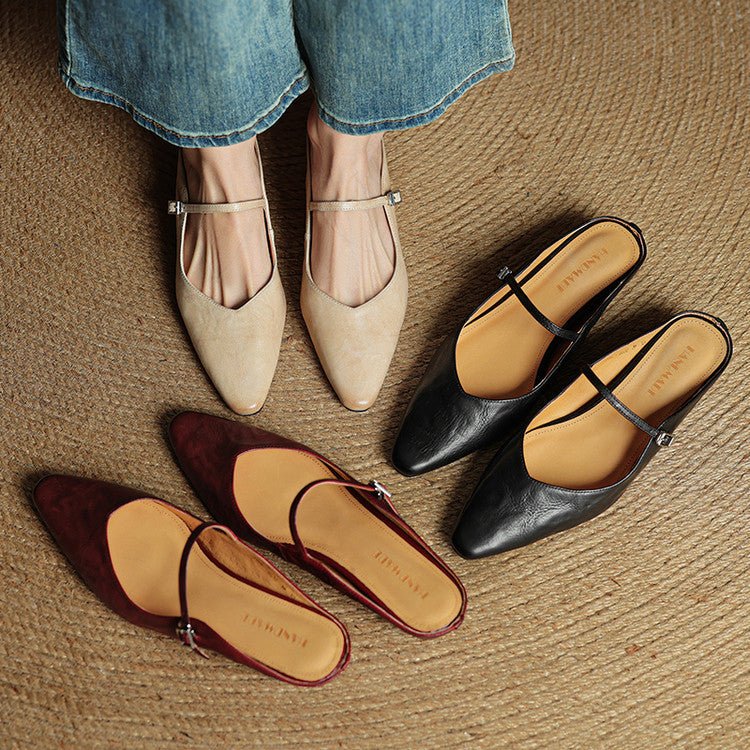 Women's Mary Jane Shoes | Pointed Toe, Leather, Flat Sole