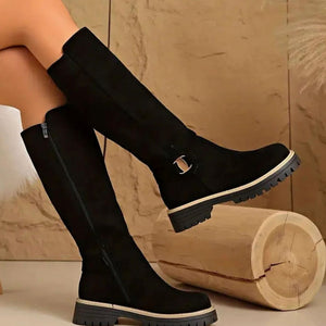 Women’s Knee High Boots | Buckle, Side Zip | Chunky Sole, Casual Style