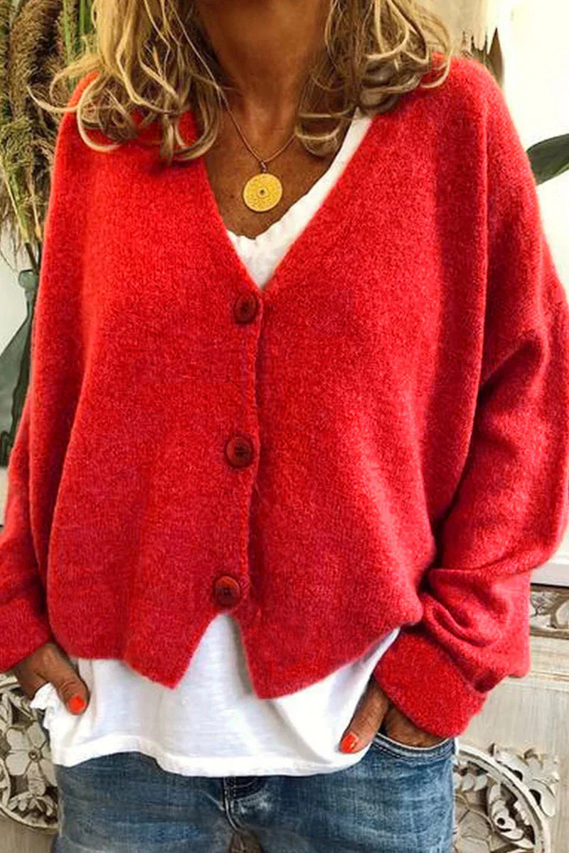 Women's Knit Cardigan | Short, Red, Elegant