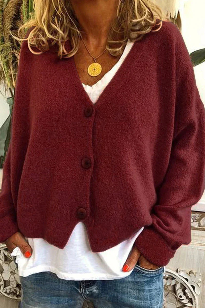 Women's Knit Cardigan | Short, Red, Elegant