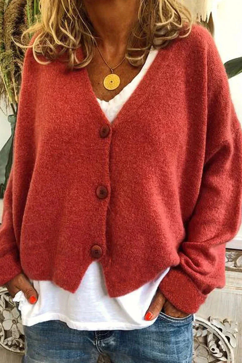 Women's Knit Cardigan | Short, Red, Elegant