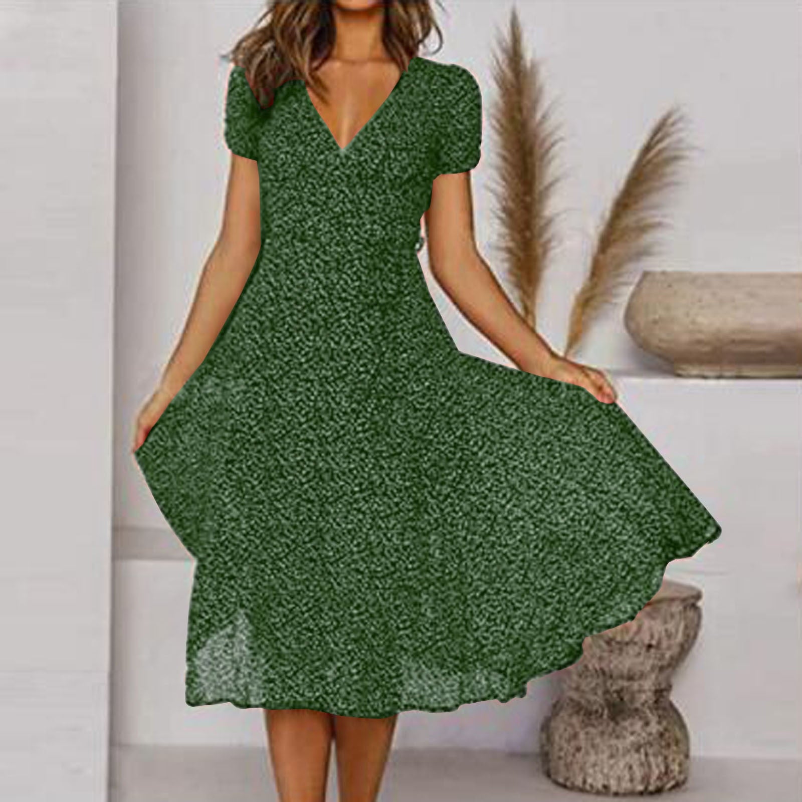 Women's Summer Dress | Floral Print, A-Line, V-Neck