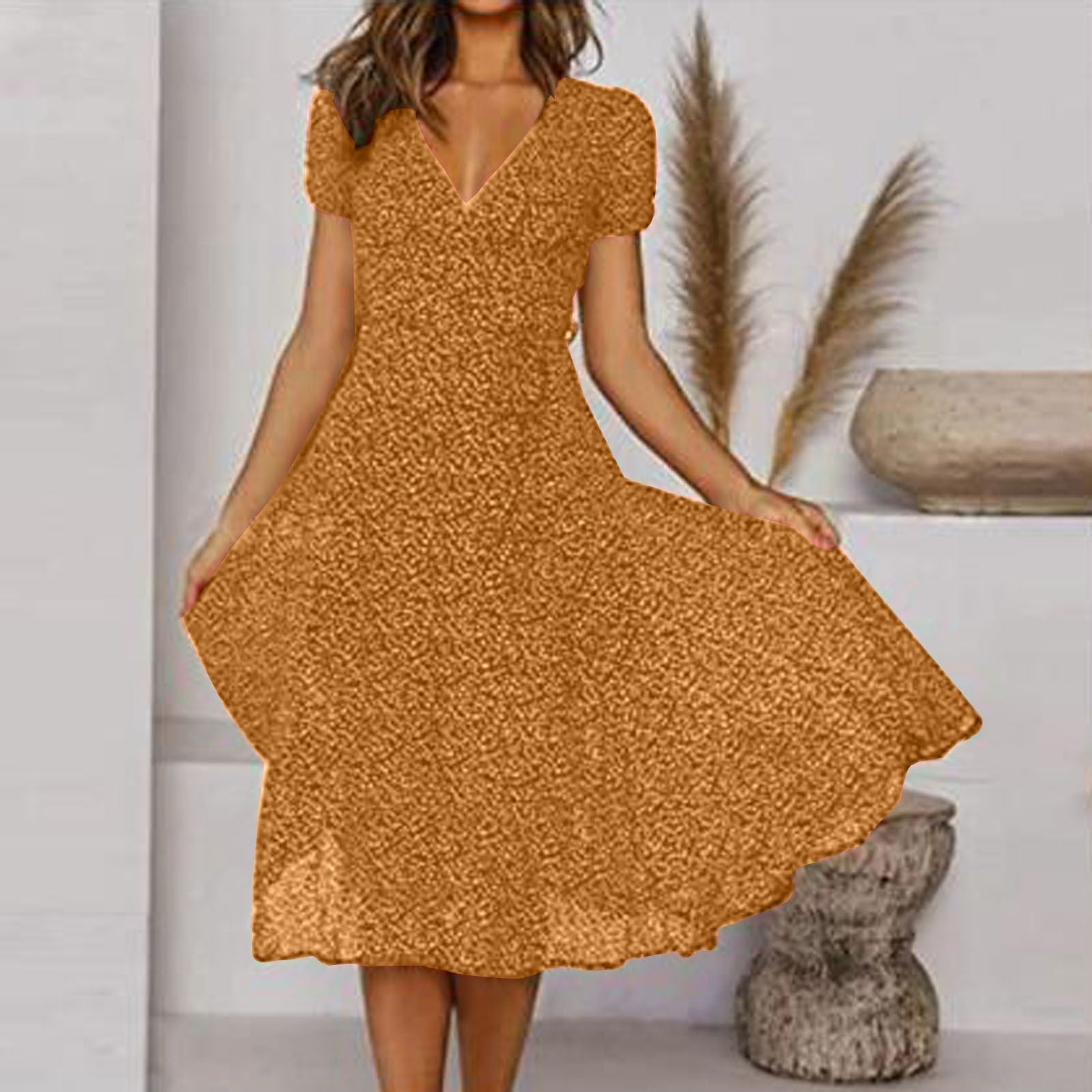Women's Summer Dress | Floral Print, A-Line, V-Neck