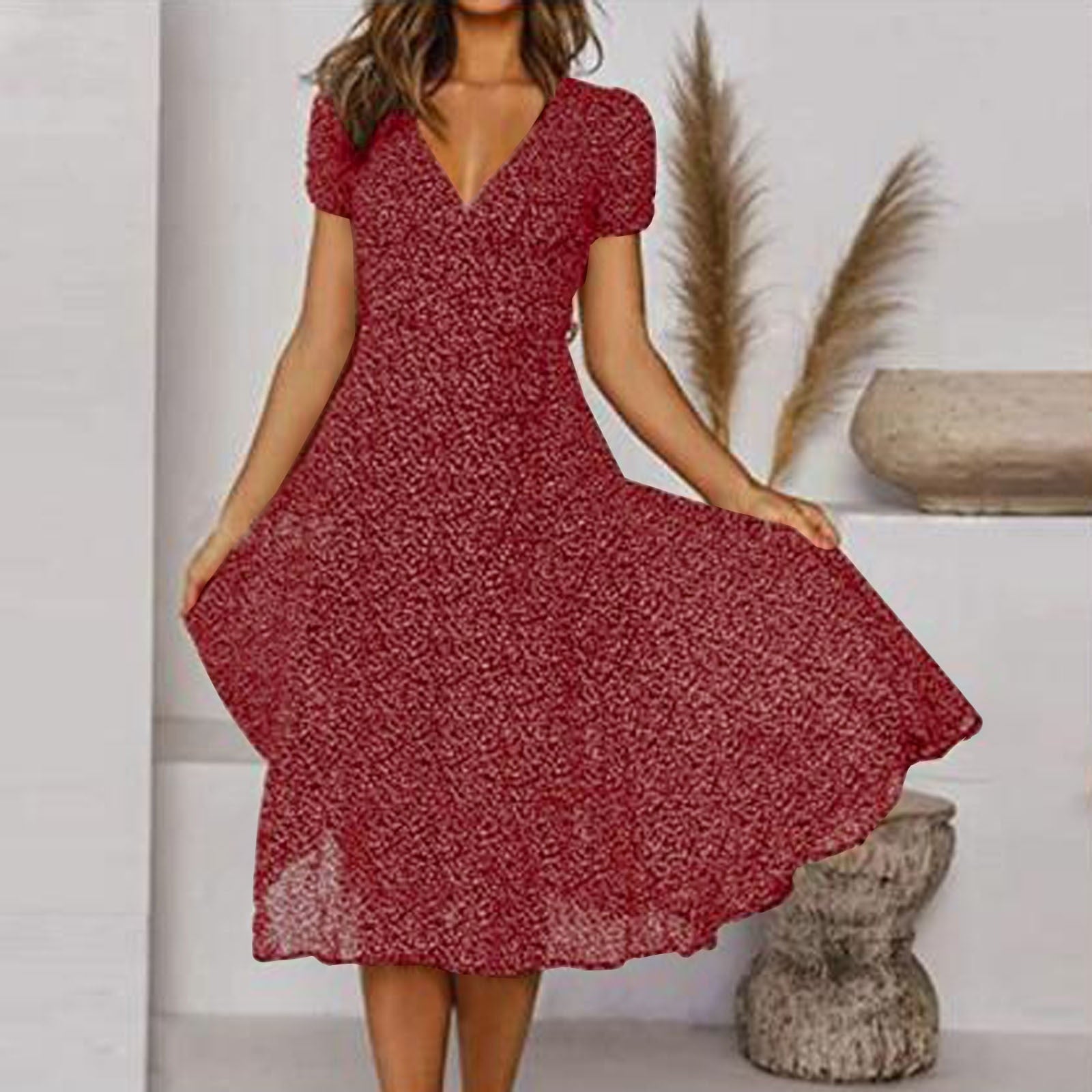 Women's Summer Dress | Floral Print, A-Line, V-Neck