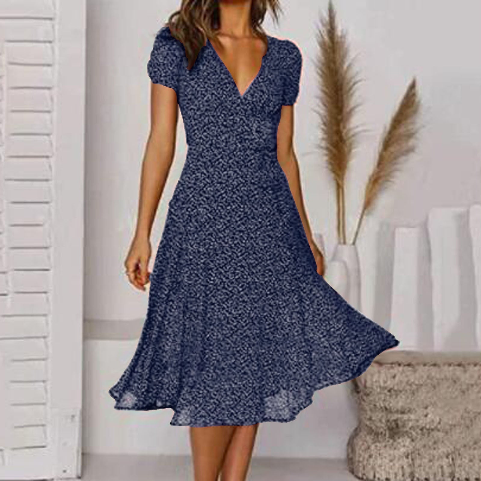 Women's Summer Dress | Floral Print, A-Line, V-Neck