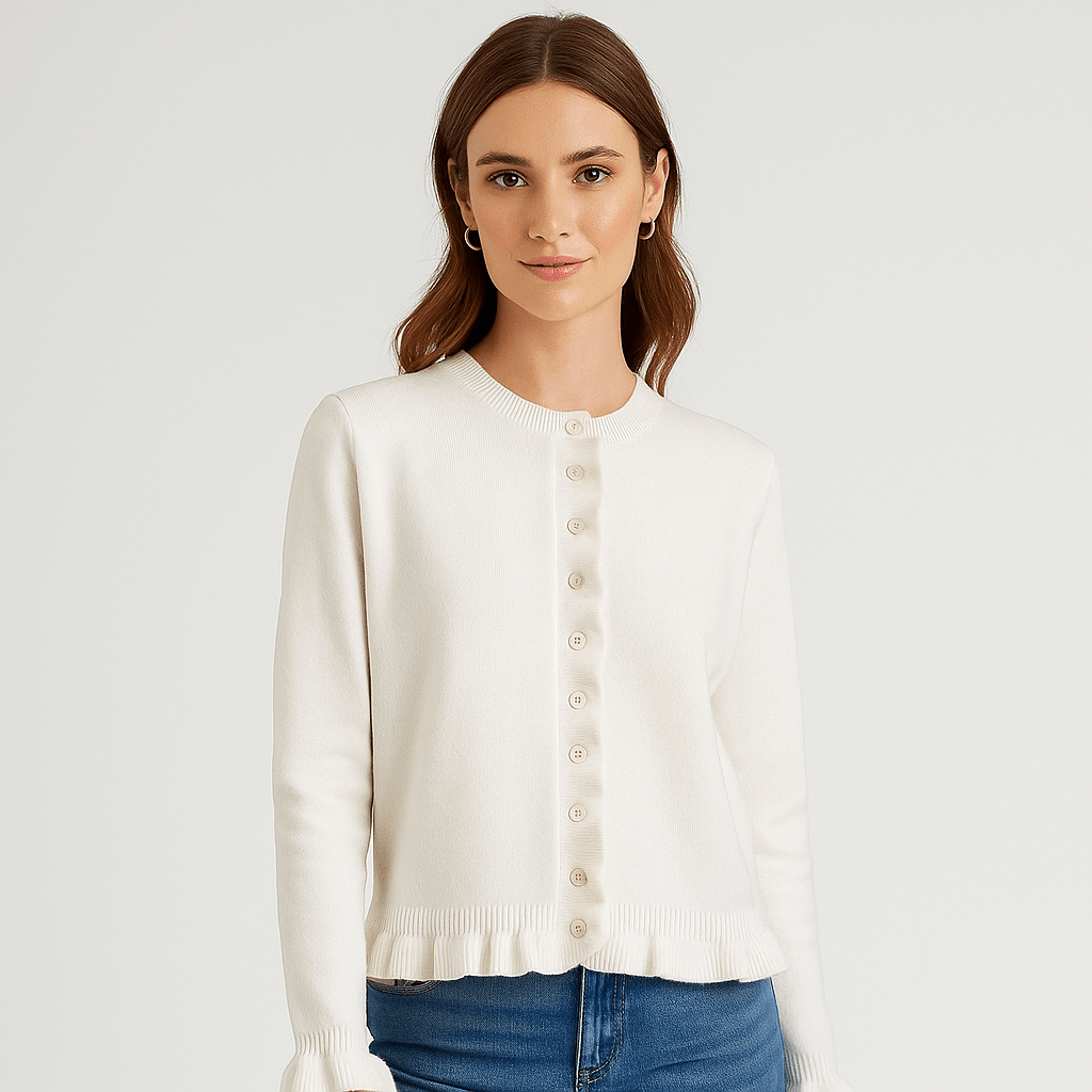 Women's Ruffle-Sleeve Cardigan - Button Front - Stylish Comfort