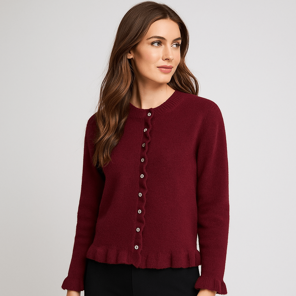 Women's Ruffle-Sleeve Cardigan - Button Front - Stylish Comfort
