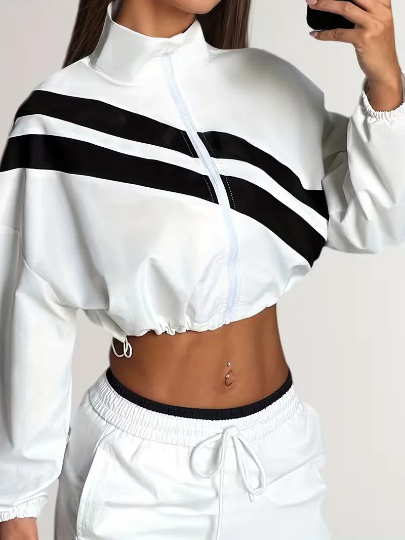 Women's Track Jacket | Oversized Streetwear, Light Blue