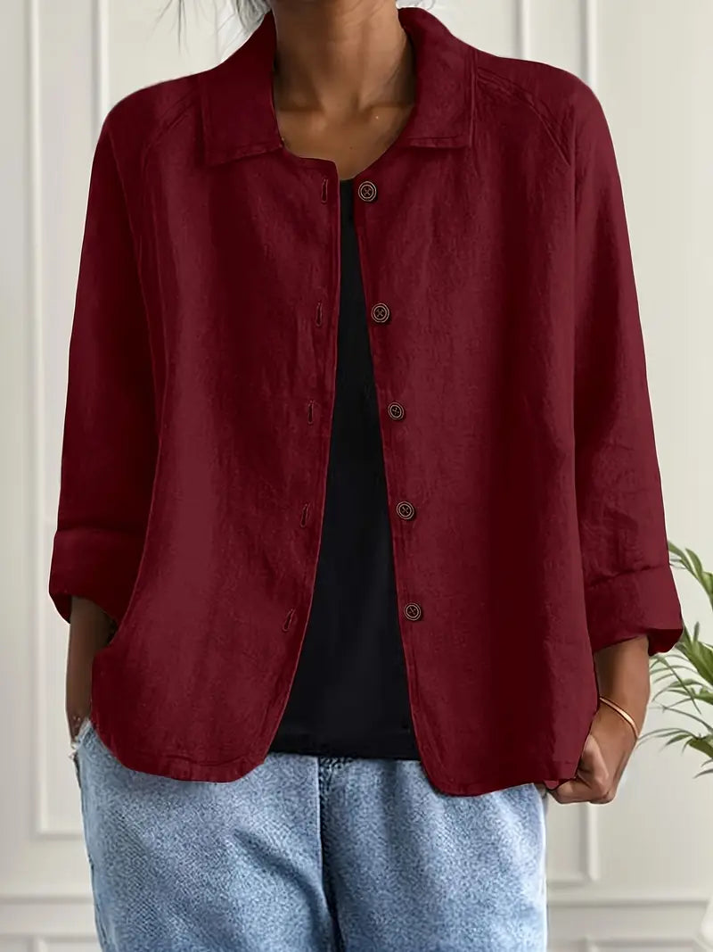 Women's Cardigan Shirt | Cotton Linen Blend, Relaxed Fit