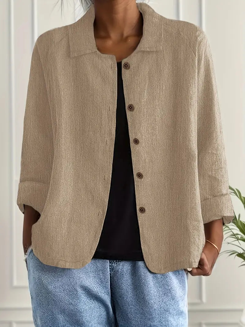 Women's Cardigan Shirt | Cotton Linen Blend, Relaxed Fit