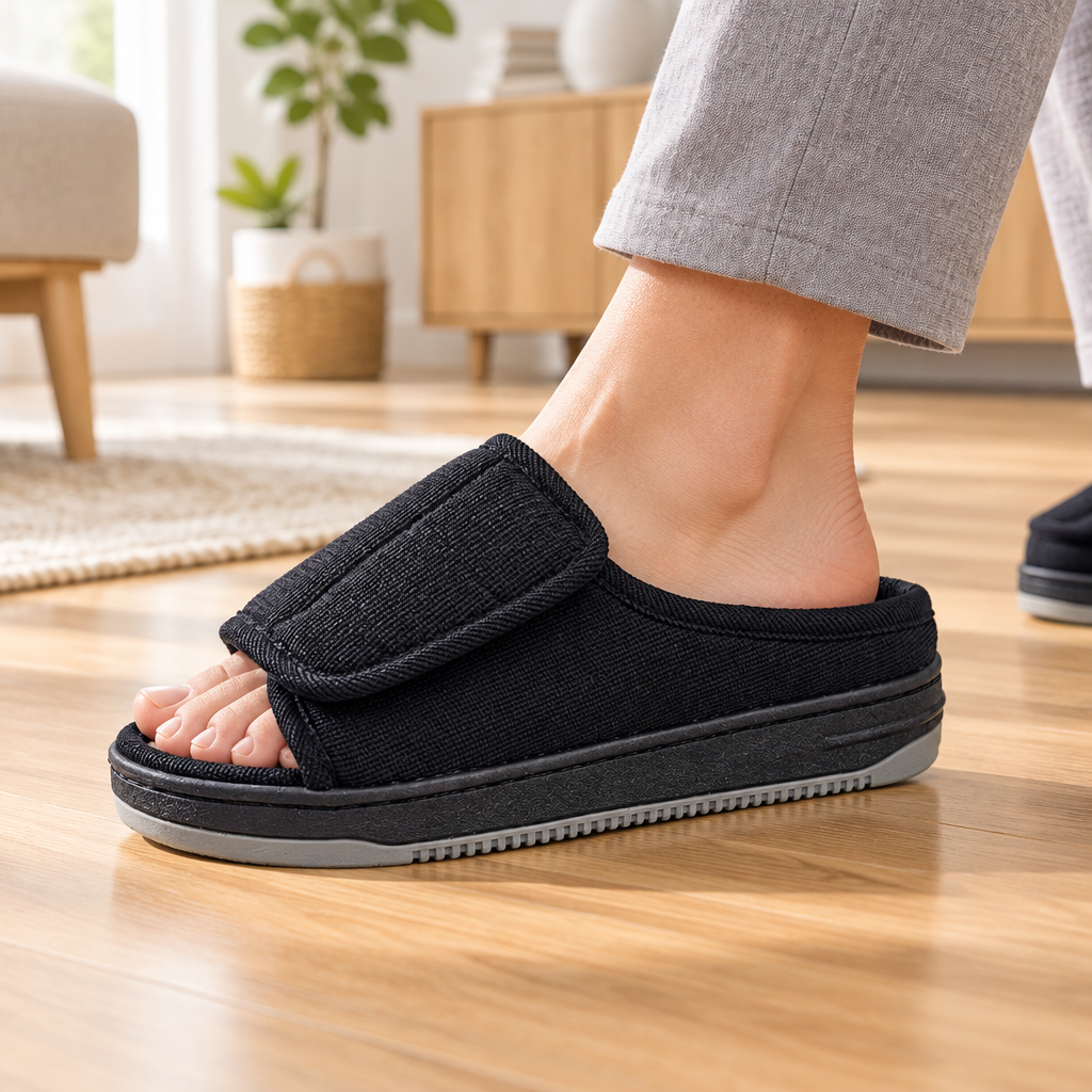 Extra Wide Slippers | Adjustable, Open Toe | Comfortable Fit for Swollen Feet