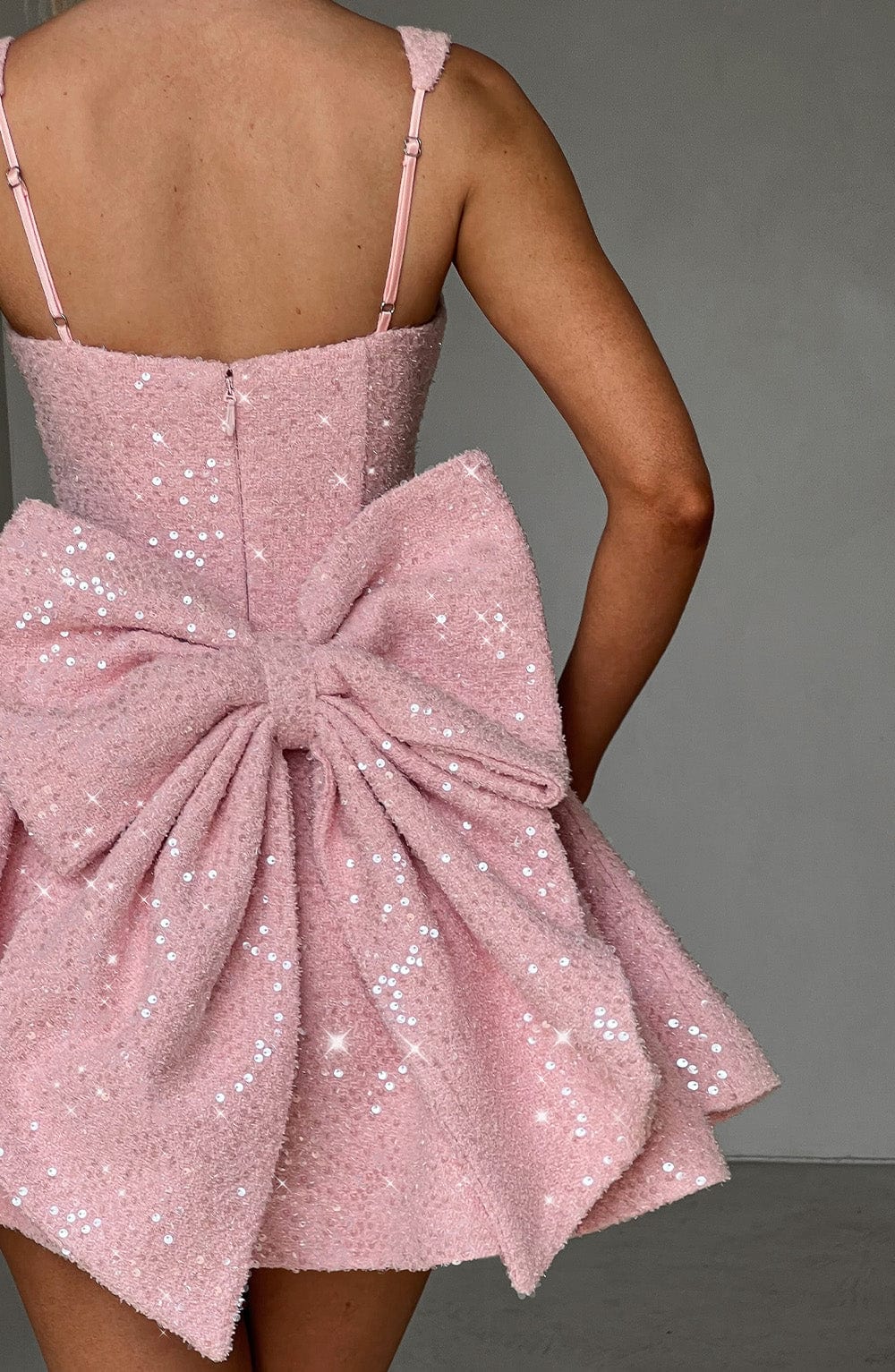 Mini Sequin Dress | Bow Detail, Flared Skirt | Party Dress