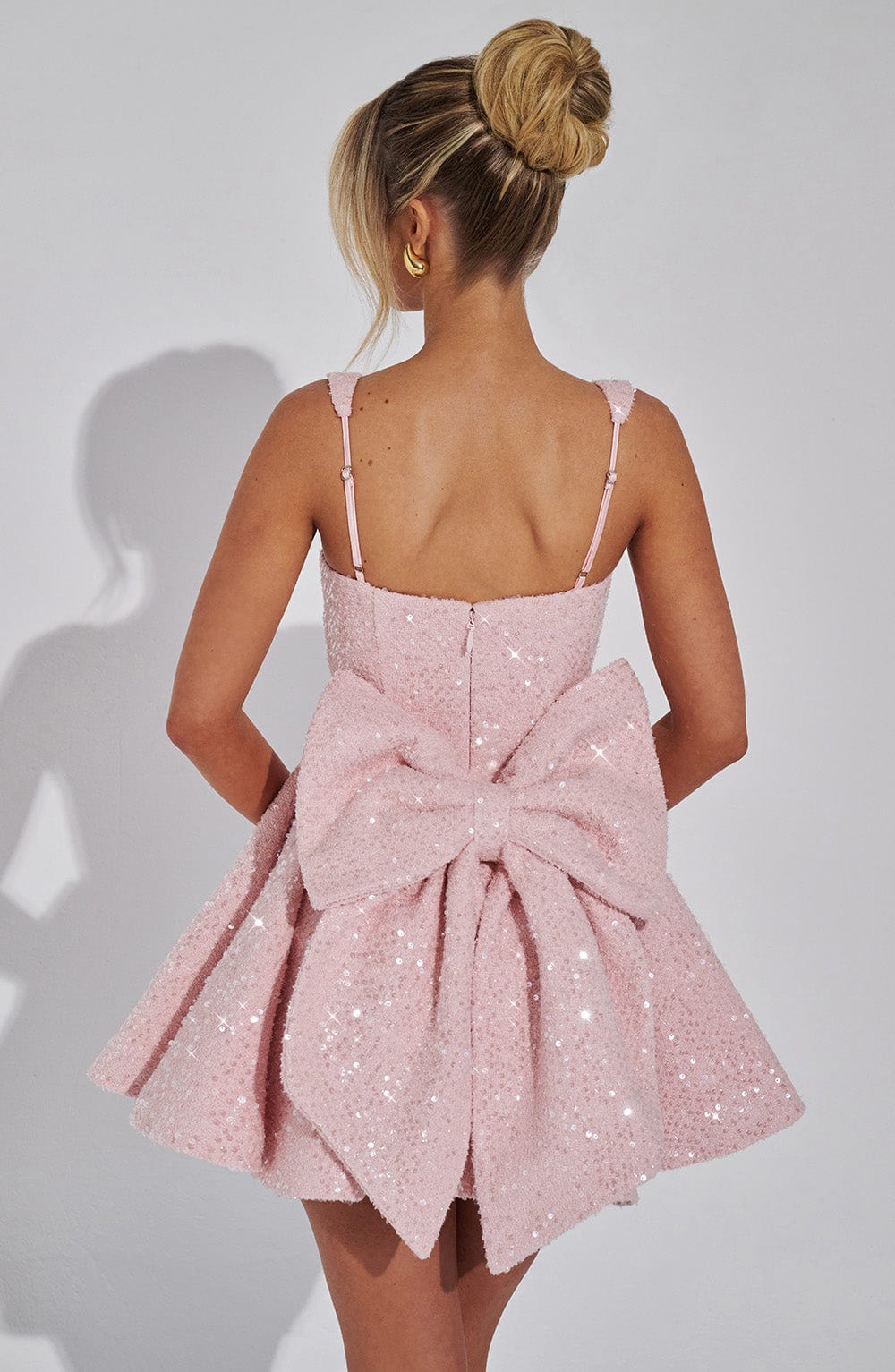 Mini Sequin Dress | Bow Detail, Flared Skirt | Party Dress