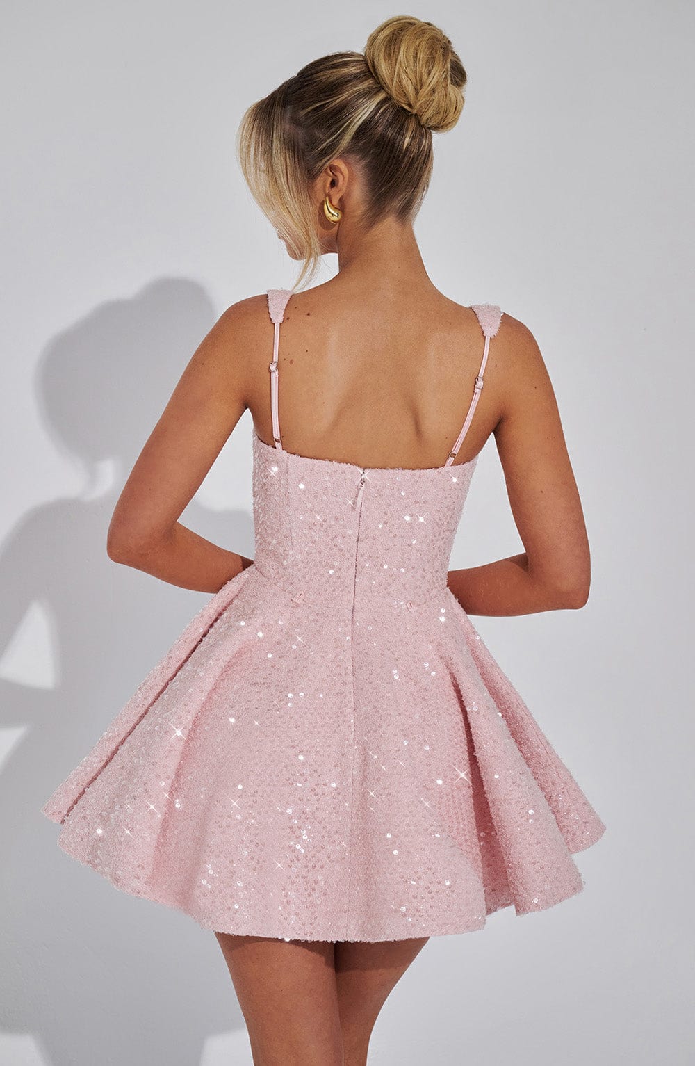 Mini Sequin Dress | Bow Detail, Flared Skirt | Party Dress