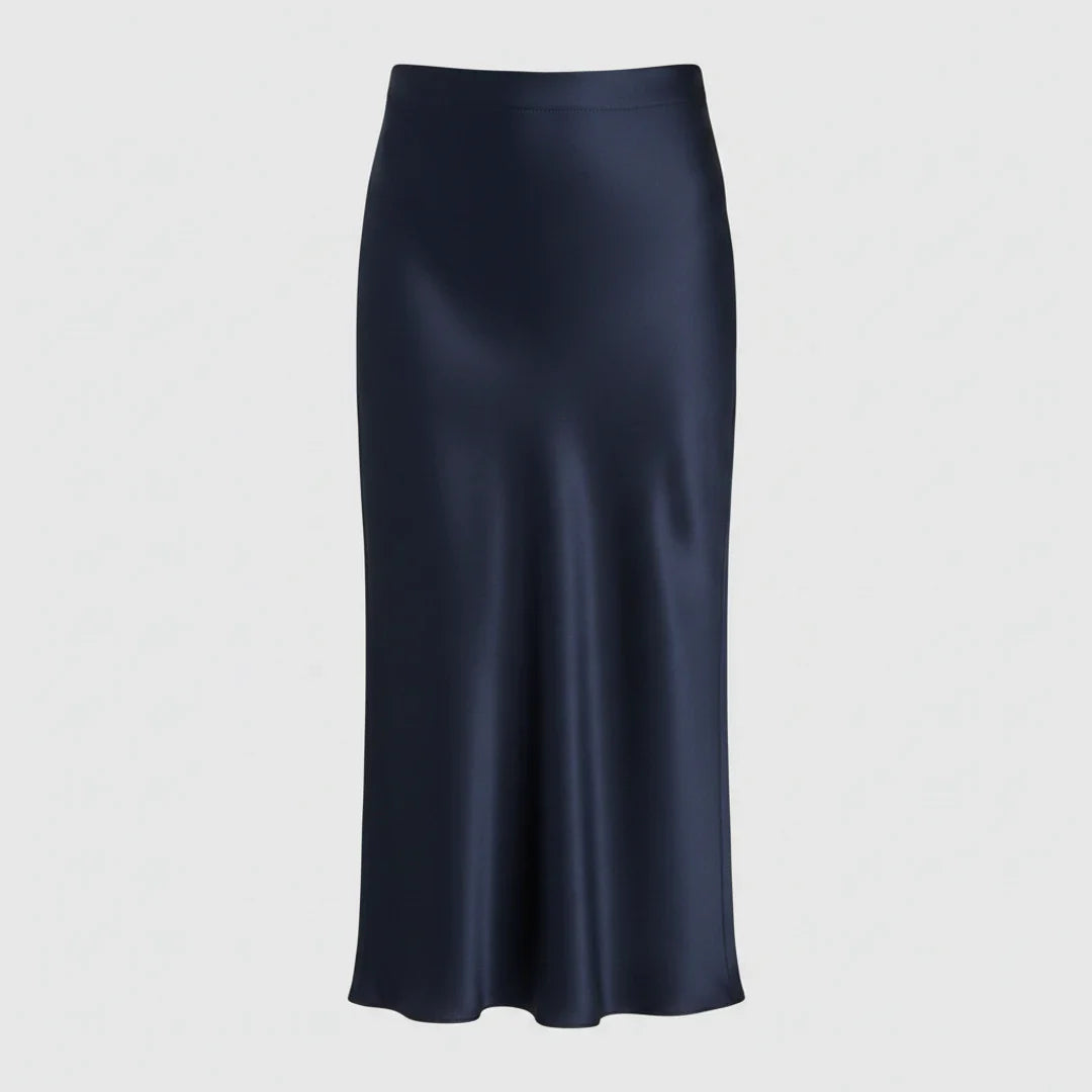 Satin Skirt High Waist Elegant