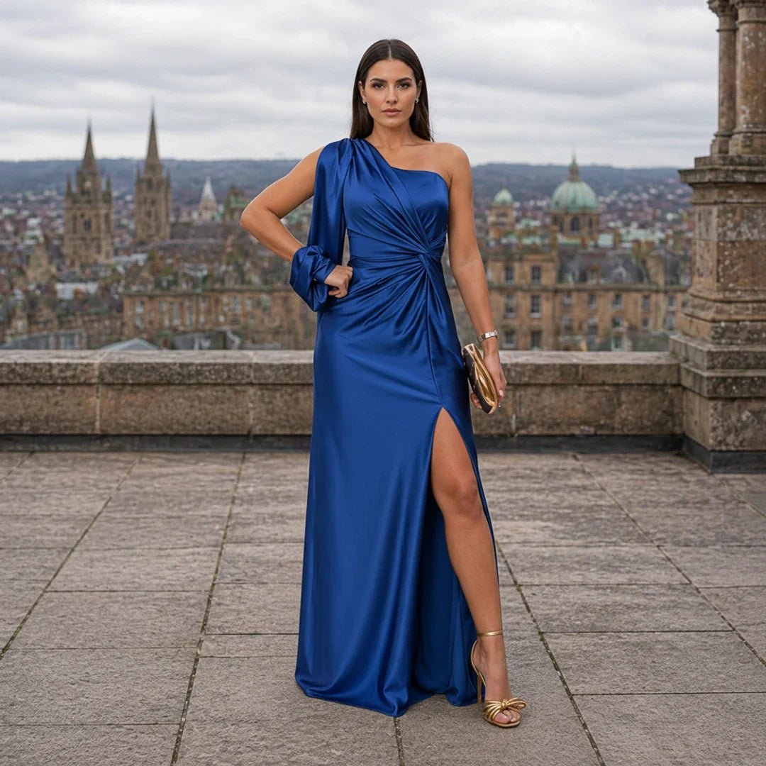 Satin Dress | Asymmetrical Design | Elegant One-Shoulder
