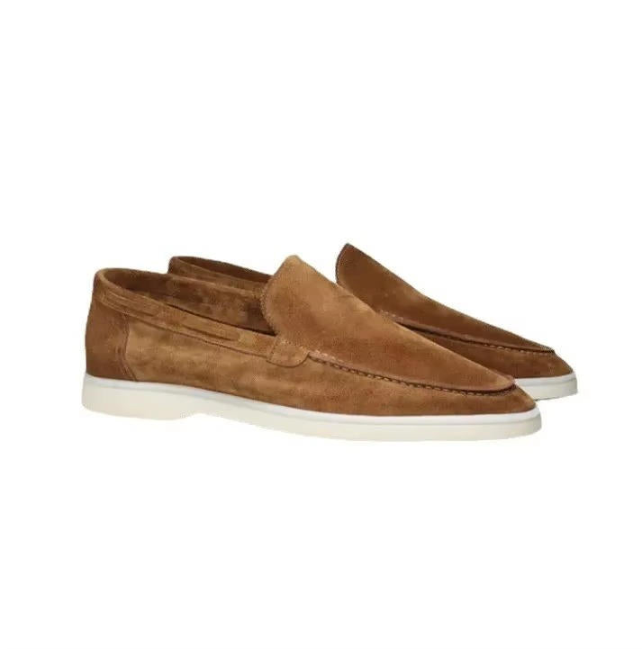 Men suede loafers slip on yacht style with rubber sole
