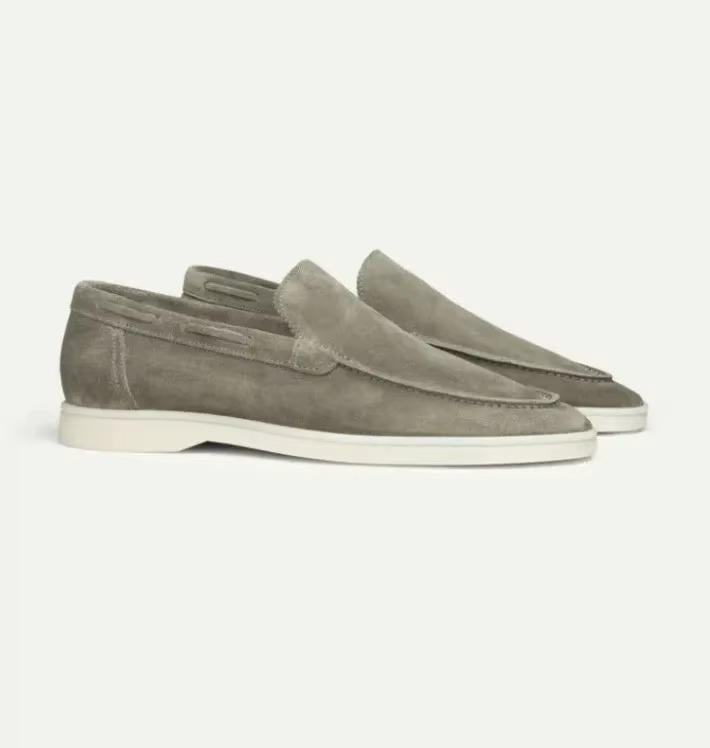 Men suede loafers slip on yacht style with rubber sole
