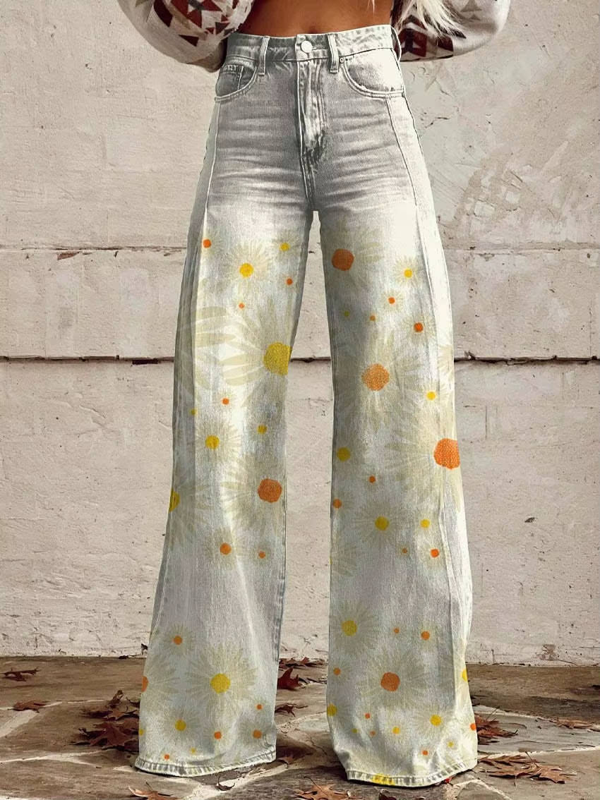 Women's Floral Pants | High Waist, Bell Leg
