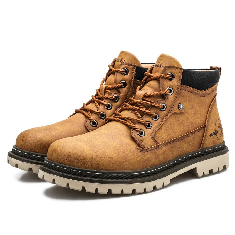 Men's Ankle Lace-Up Boots - Durable Sole - Padded Collar