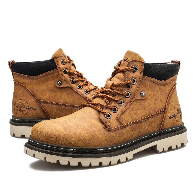 Men's Ankle Lace-Up Boots - Durable Sole - Padded Collar