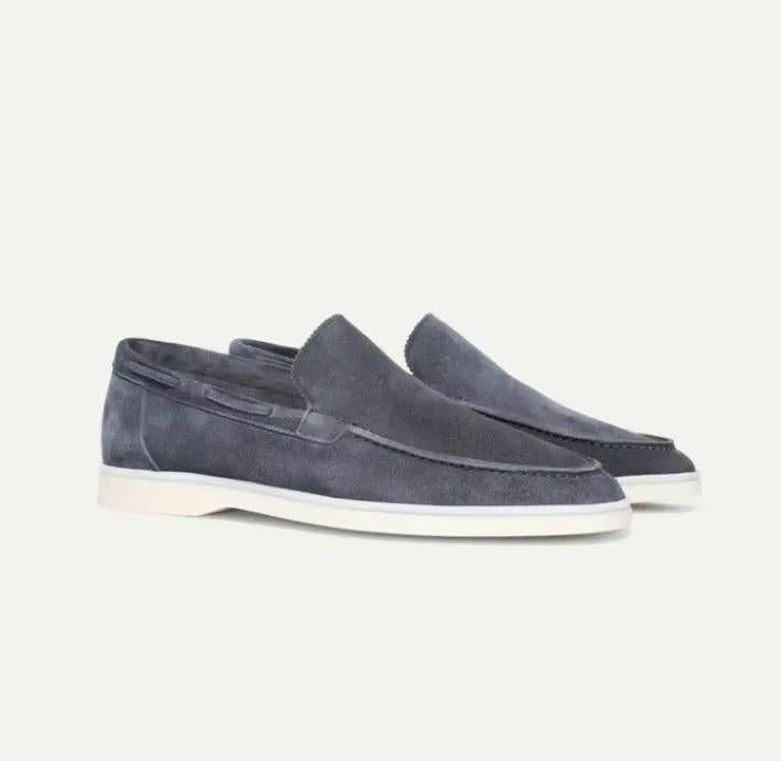 Men suede loafers slip on yacht style with rubber sole