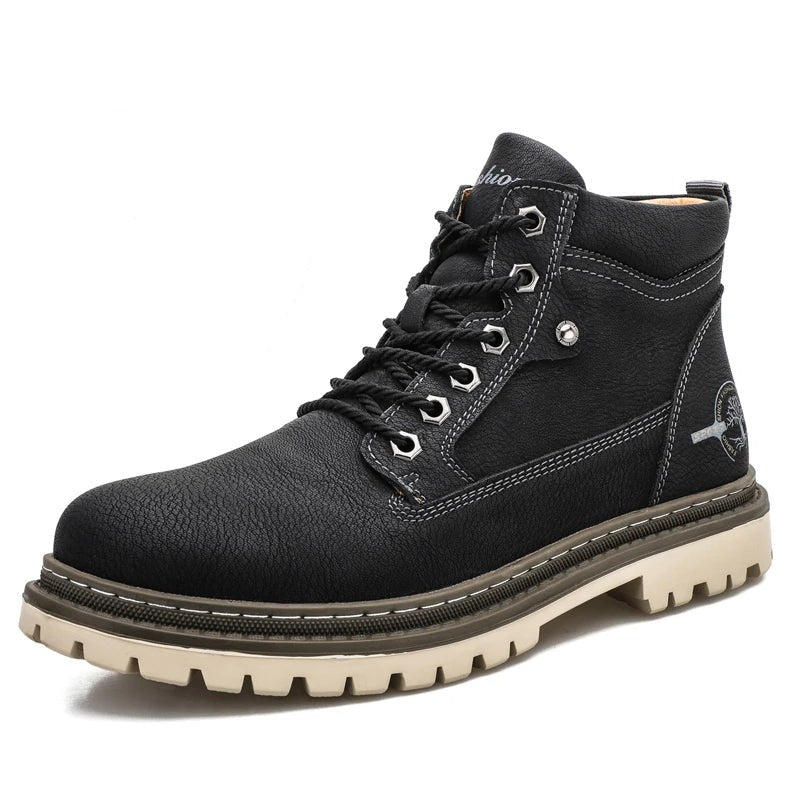 Men's Ankle Lace-Up Boots - Durable Sole - Padded Collar