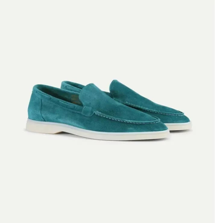 Men suede loafers slip on yacht style with rubber sole