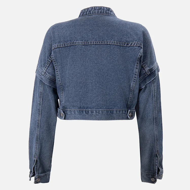 Denim Jumpsuit Set | Zip Front with Matching Jacket | Stretch