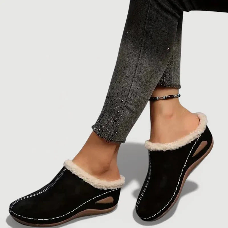 Women's Slippers | Soft Platform, Contrast Stitching | Blue, Black, Brown
