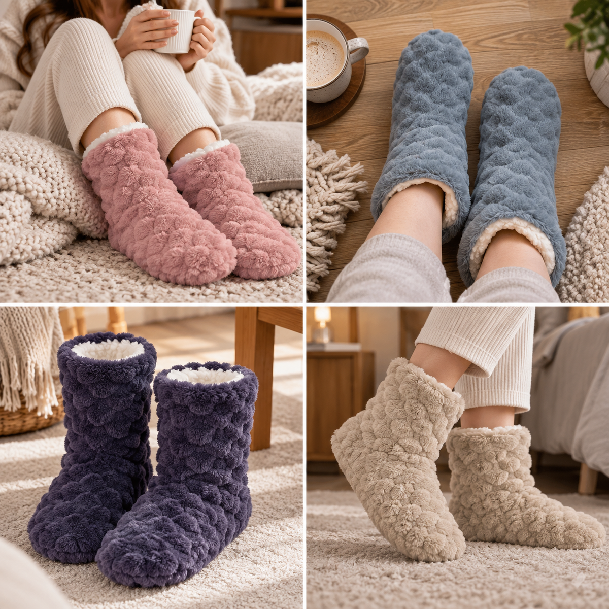 Slipper Socks | Unisex Teddy Lined, Warm Plush | Non Slip Indoor Grip
