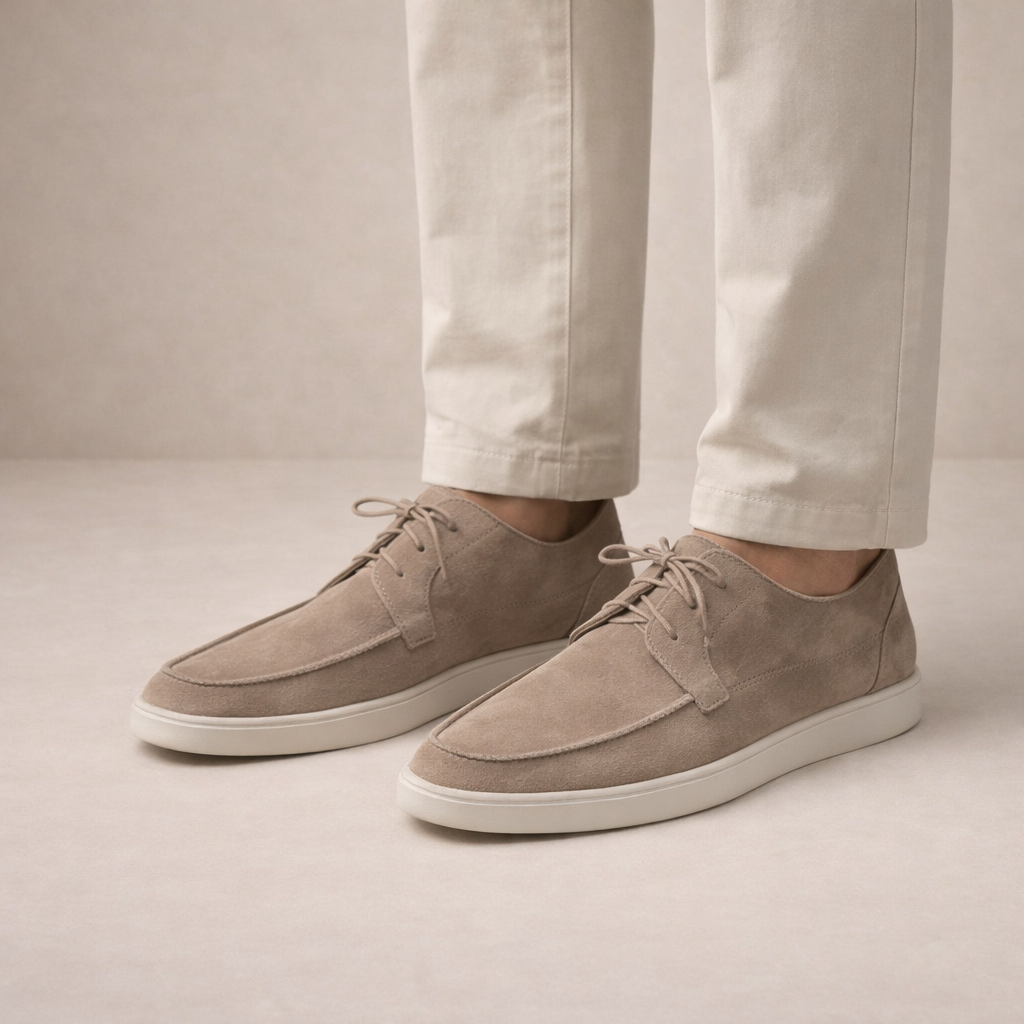 Men Suede Loafers Lace-Up Closed Toe