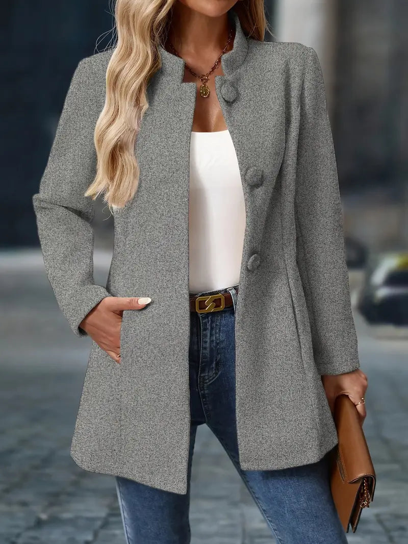 Women Winter Coat Button Closure Long