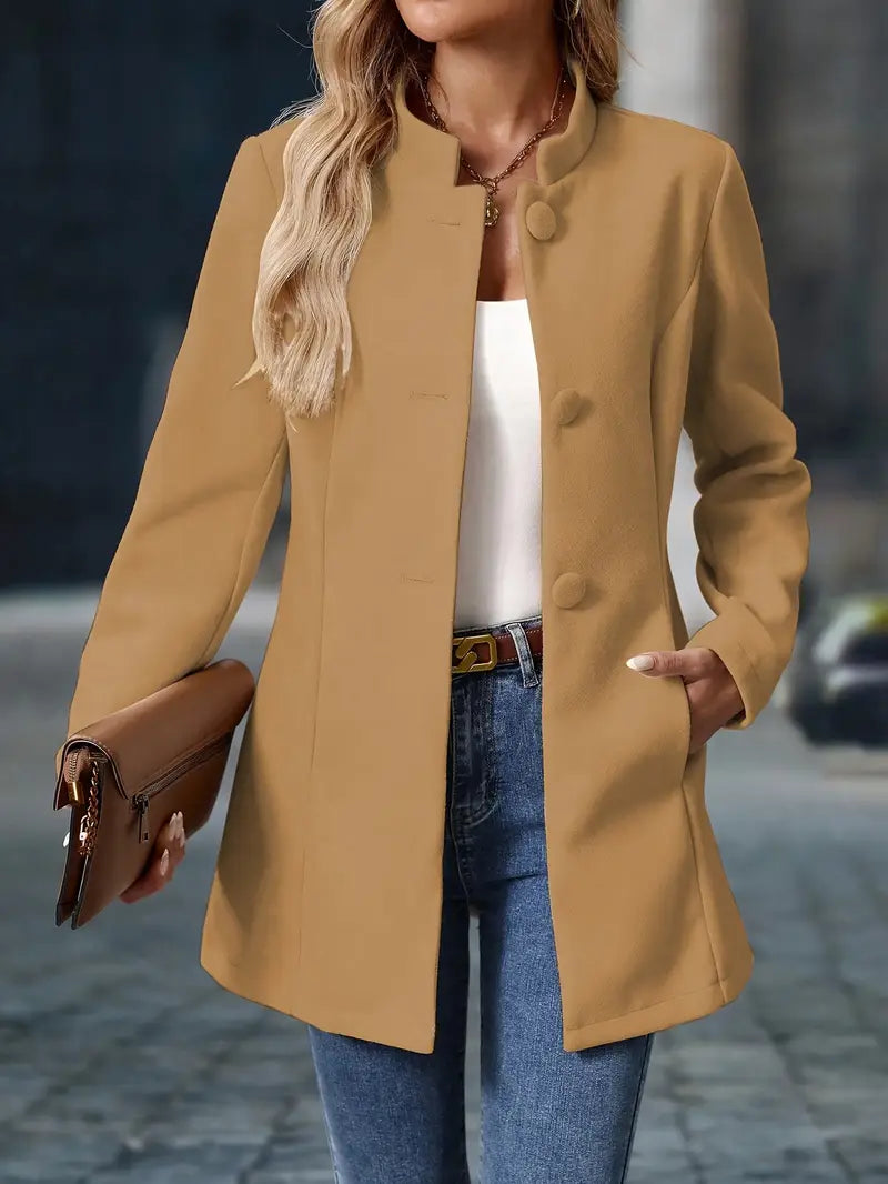 Women Winter Coat Button Closure Long