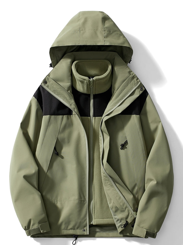 Women 3 in 1 rain jacket fleece lined with detachable hood waterproof windproof