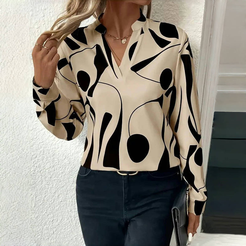 Women's Linen Blouse | Cream & Black, Timeless Design