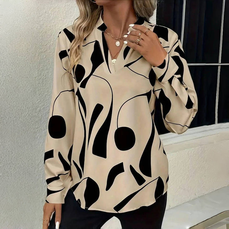 Women's Linen Blouse | Cream & Black, Timeless Design