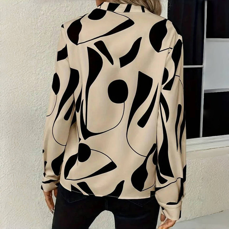 Women's Linen Blouse | Cream & Black, Timeless Design